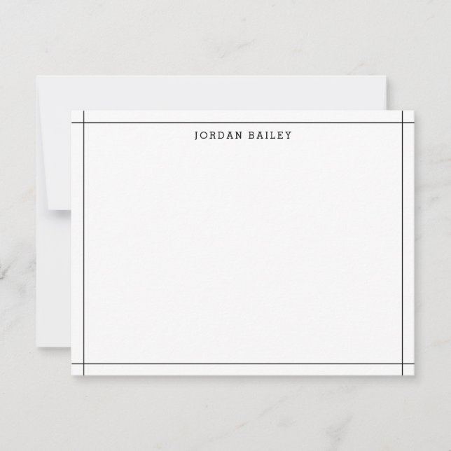 Modern Black Border Architect Modern Professional  Note Card (Front)