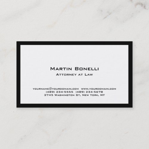 Modern Black Border Attorney at Law Business Card