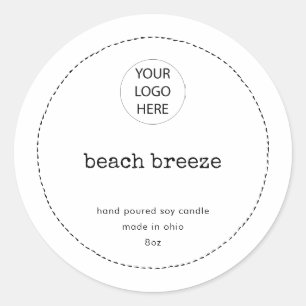 Modern Black Border Candle Cosmetics Your Logo Classic Round Sticker
