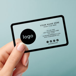 Modern Black Border Custom Logo Clear Professional Business Cards