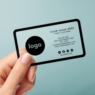Modern Black Border Custom Logo Clear Professional Business Cards