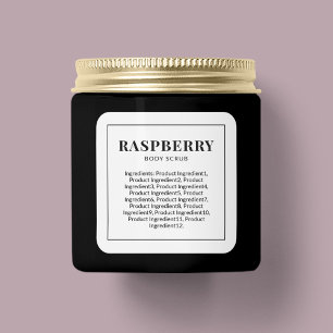 Modern Black Border List of Ingredients Square Sticker
