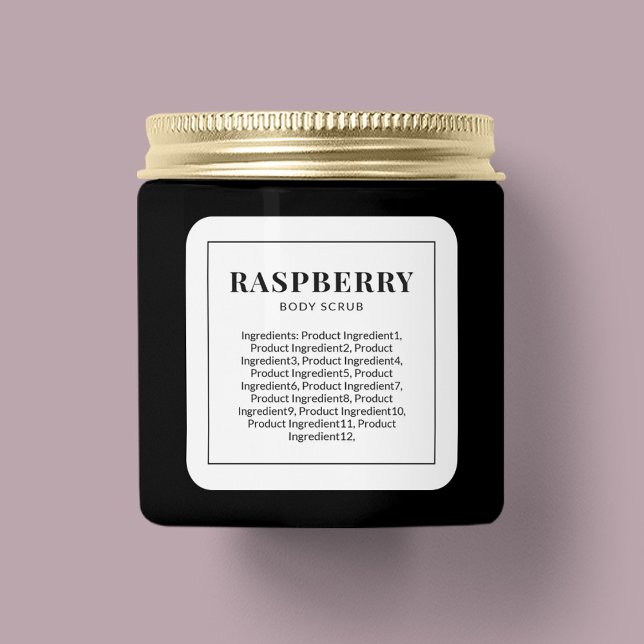 Modern Black Border List of Ingredients Square Sticker (Creator Uploaded)