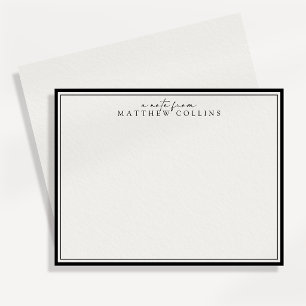 Modern Black Border Personalized Note Card