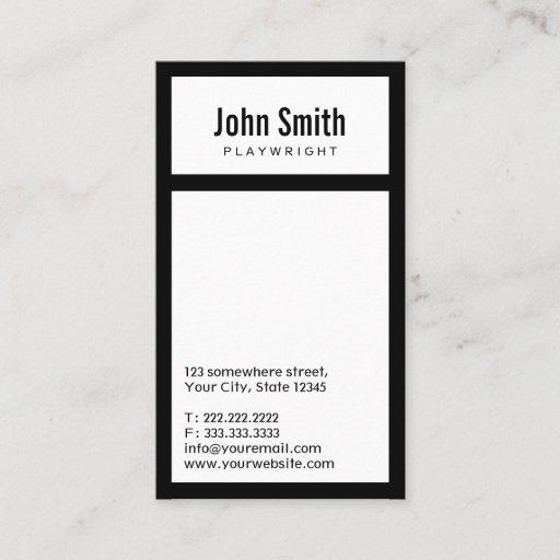 Customizable Modern Black Border Playwright Business Card