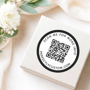 Modern black border QR code and text Classic Round Sticker