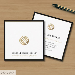 Modern Black Border Square Business Card