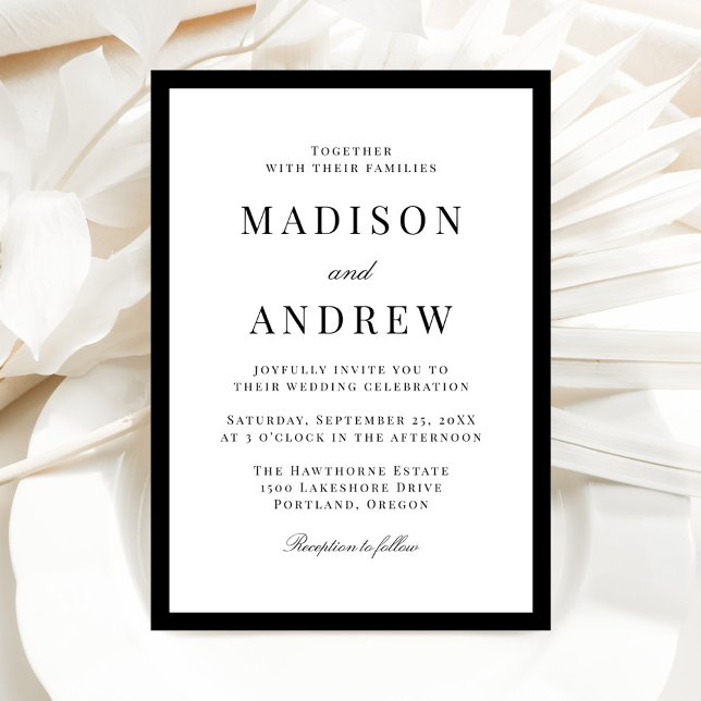 Modern Black Border Wedding Invitation (Creator Uploaded)