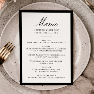 Modern Black Border Wedding Menu