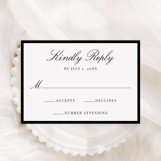 Modern Black Border Wedding RSVP Card (Creator Uploaded)