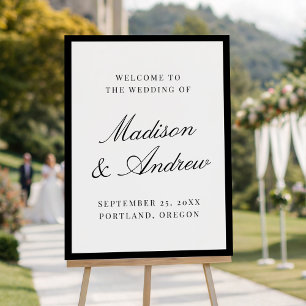 Modern Black Border Wedding Welcome Sign