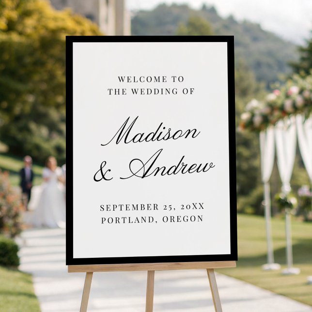 Modern Black Border Wedding Welcome Sign (Creator Uploaded)