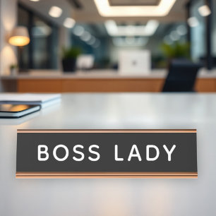 Modern Black Boss Lady Office Desk Name Plate