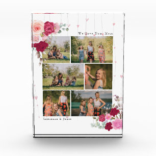 Modern Black Botanical Floral Mom 6 Photo Collage