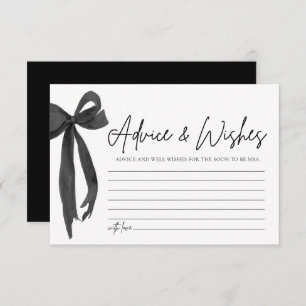 Modern Black Bow Advice & Wishes Bridal Shower Invitation