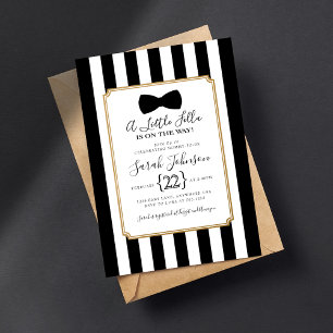 Modern Black Bow Baby Shower Invitation