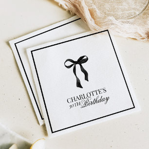 Modern Black Bow Birthday Napkins