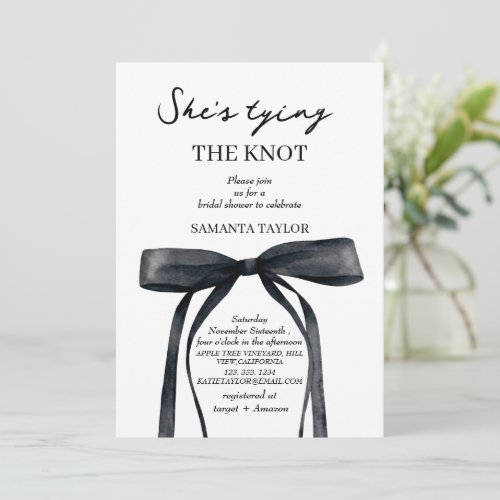 Modern Black Bow Bridal Shower Invitation