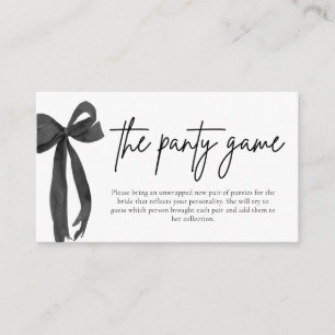 Modern Black Bow Bridal Shower The Panty Game Enclosure Card