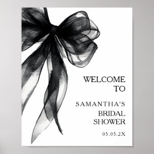 Modern Black Bow Bridal Shower Welcome Sign
