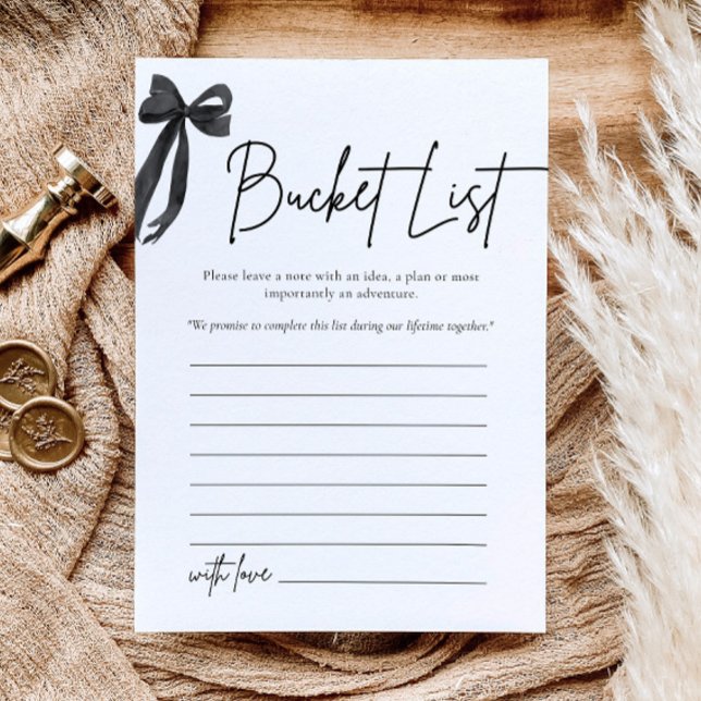Modern Black Bow Bucket List Bridal Shower Game Invitation (Creator Uploaded)