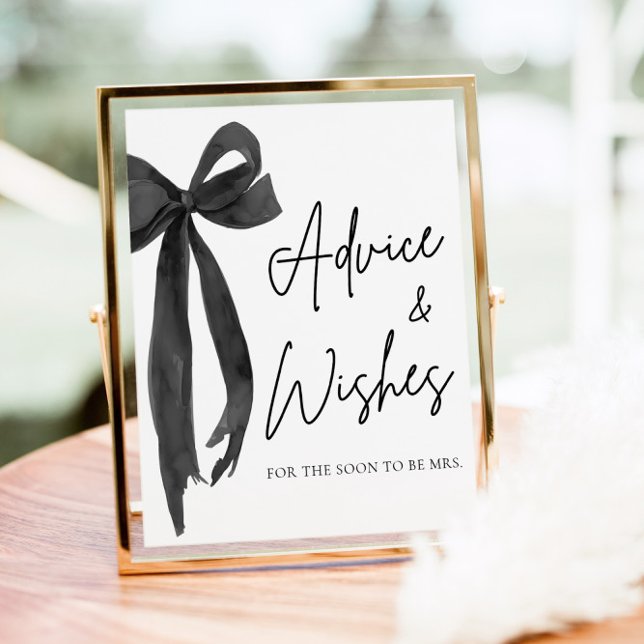 Modern Black Bow Coquette Advice and Wishes Sign (Creator Uploaded)