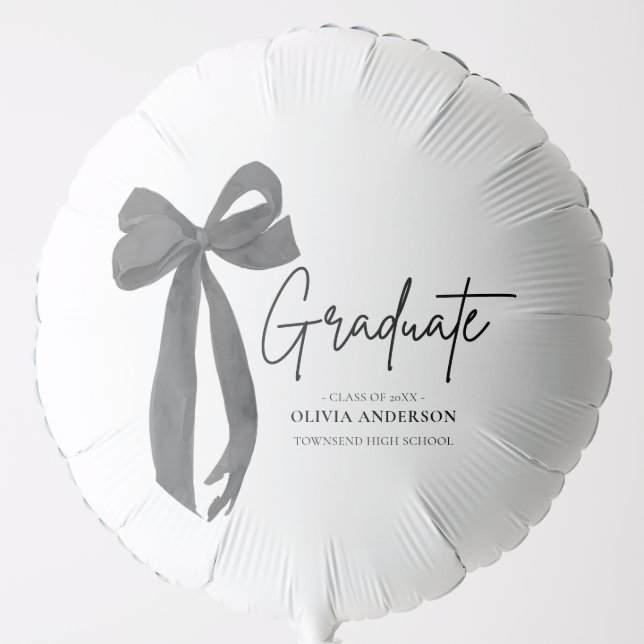 Modern Black Bow Coquette Graduate Graduation Balloon (Front)