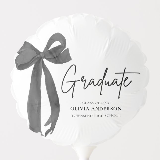 Modern Black Bow Coquette Graduate Graduation Balloon (Front)