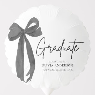 Modern Black Bow Coquette Graduate Graduation Balloon