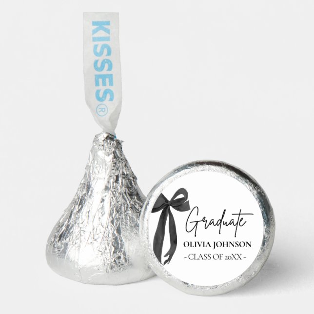 Modern Black Bow Coquette Graduate Graduation Hershey®'s Kisses® (Front)