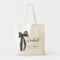 Modern Black Bow Coquette Graduate Graduation