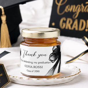 Modern Black Bow Coquette Graduation  Honey Jar Favors