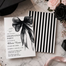Modern Black Bow Coquette Graduation Party