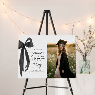 Modern Black Bow Coquette Graduation Party Welcome Foam Board