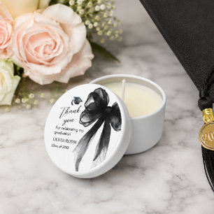 Modern Black Bow Coquette Graduation Thank you Mini Candle Favors