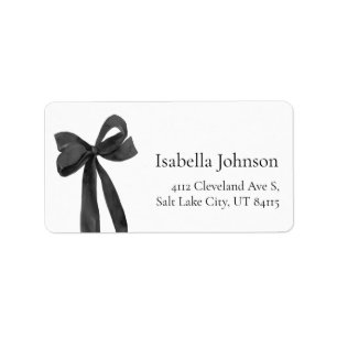 Modern Black Bow Coquette Return Address Labels