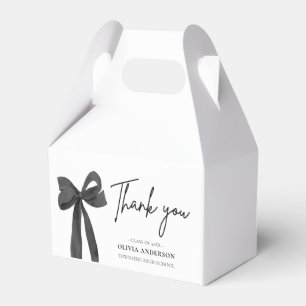 Modern Black Bow Coquette Thank you Graduation Favor Boxes