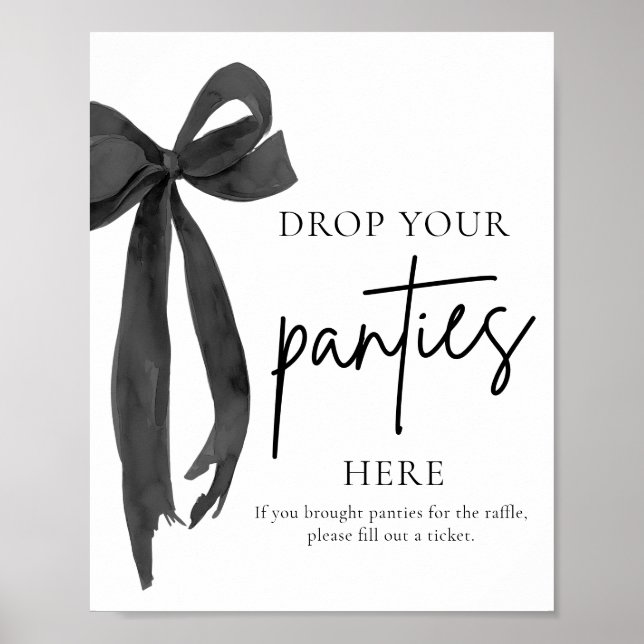 Modern Black Bow Drop Your Panties Here Game Sign (Front)