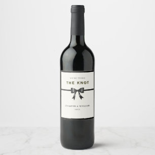 Modern Black Bow Engagement Wine bottle Label