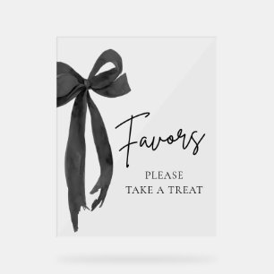 Modern Black Bow Graduation Party Favors Sign