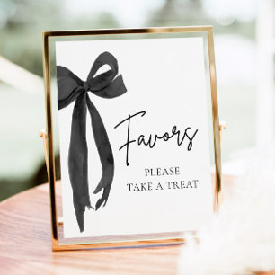 Modern Black Bow Graduation Party Favors Sign