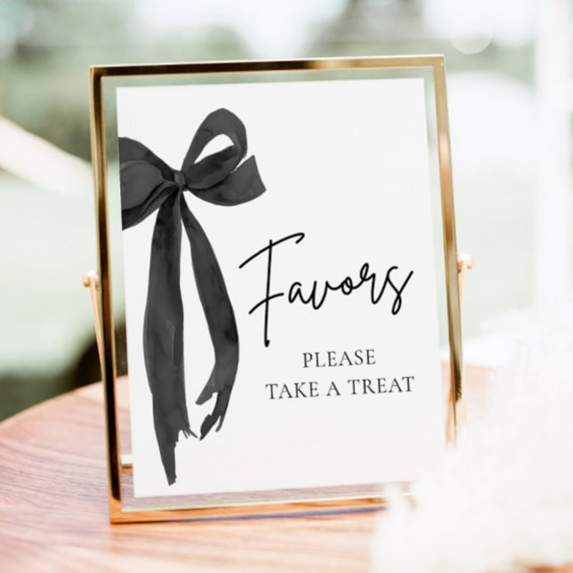 Modern Black Bow Graduation Party Favors Sign (Modern Black Bow Graduation Party Favors Sign)