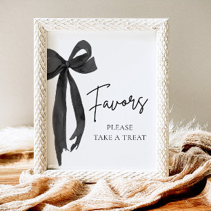 Modern Black Bow Graduation Party Favors Sign