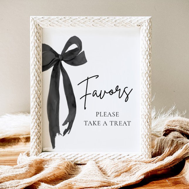 Modern Black Bow Graduation Party Favors Sign (Creator Uploaded)
