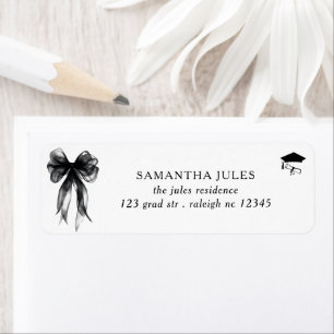 Modern Black Bow Graduation Return Address Label