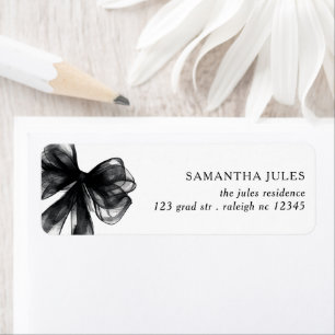 Modern Black Bow Graduation Return Address Label