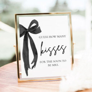 Modern Black Bow Guess How Many Kisses Game Poster