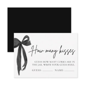 Modern Black Bow Guess How Many Kisses Game Ticket Invitation
