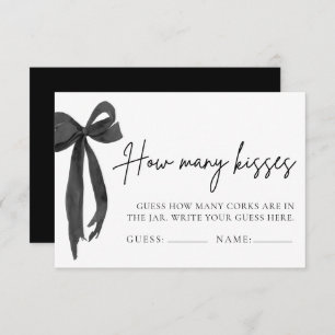 Modern Black Bow Guess How Many Kisses Game Ticket Invitation