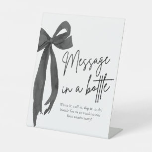 Modern Black Bow Message In A Bottle Sign Game
